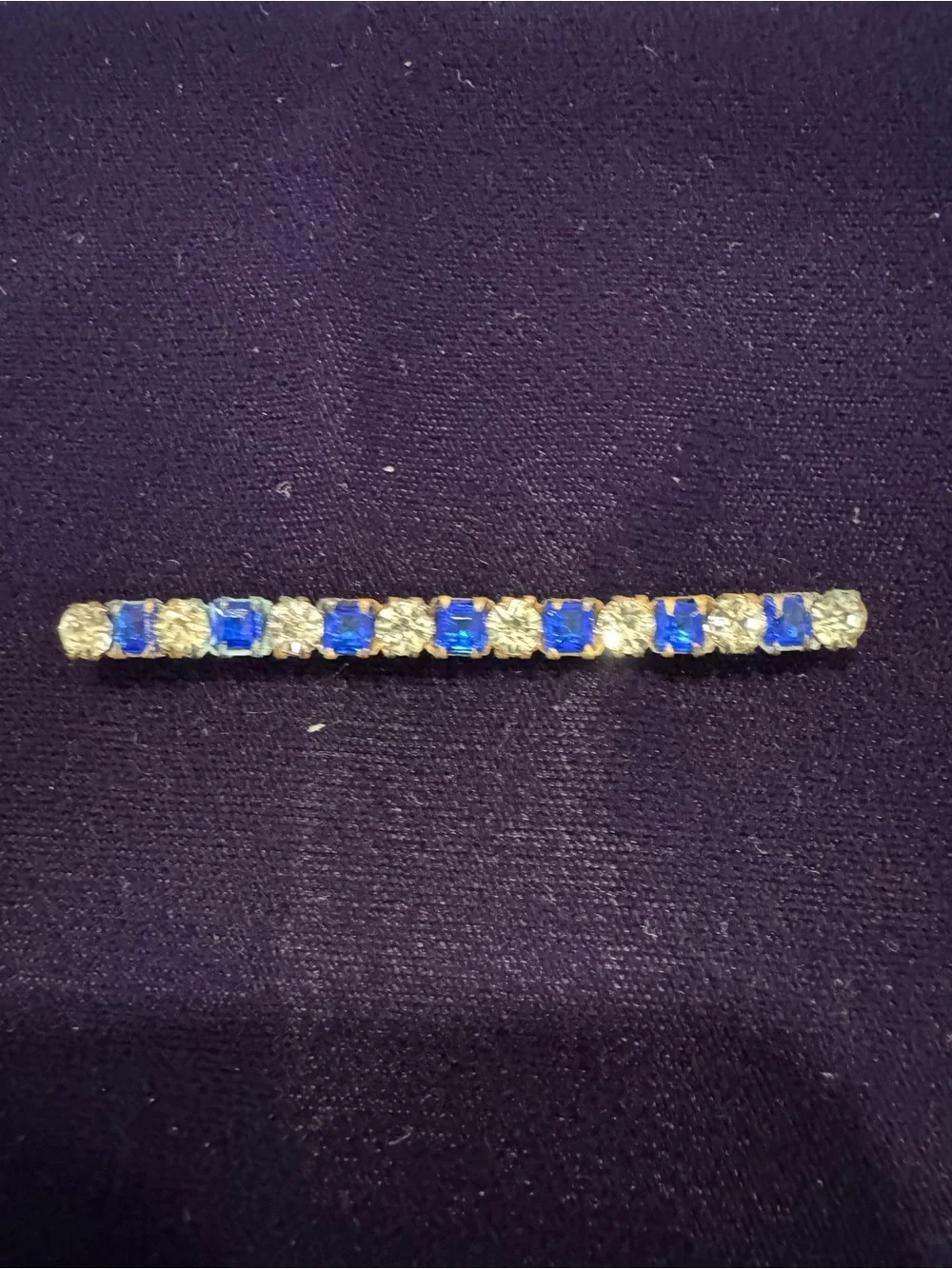 Blue and Clear Rhinestone Bar pin
